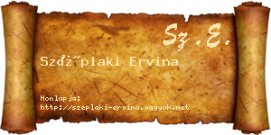 Széplaki Ervina névjegykártya